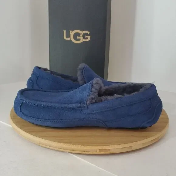 UGG Ascot Slipper Deep Ocean Suede Wool Comfort Loafer Men's US 8/ EU 41 NIB